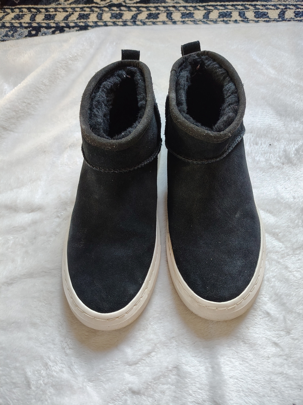 UGG Black Shearling-Lined Slip-On Ankle Booties